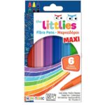 The Littlies Fibre Pens Πλενόμενοι Μαρκαδόροι Ζωγραφικής Χονδροί σε 6 Χρώματα